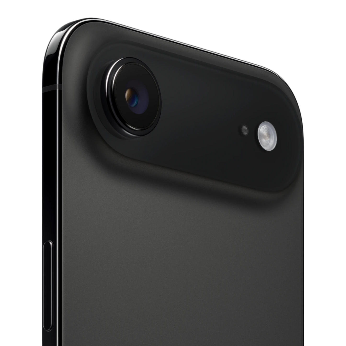 Close-up of the rear camera on an iPhone in space black finish.
