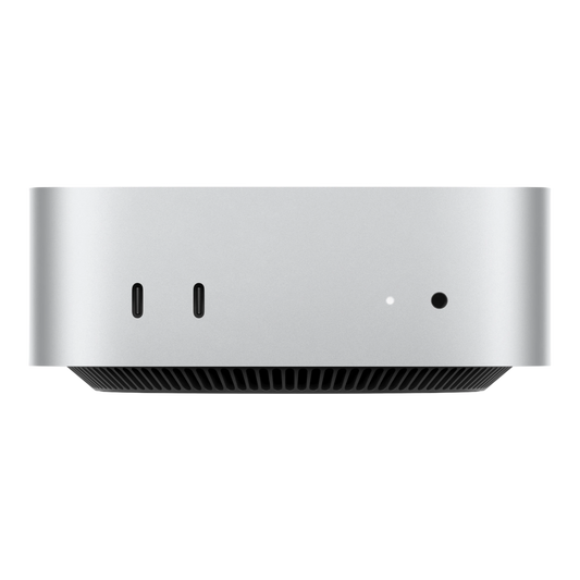 Apple Mac Mini 2024 front ports with dual USB-C and 3.5 mm headphone jack
