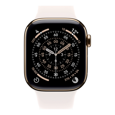 Apple Watch Series 11 GPS + Cellular, 42mm Gold Titanium Case with Light Blush Sport Band - M/L