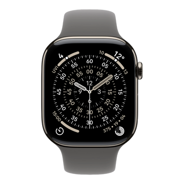 Apple Watch Series 11 GPS + Cellular, 46mm Natural Titanium Case with Stone Gray Sport Band - S/M