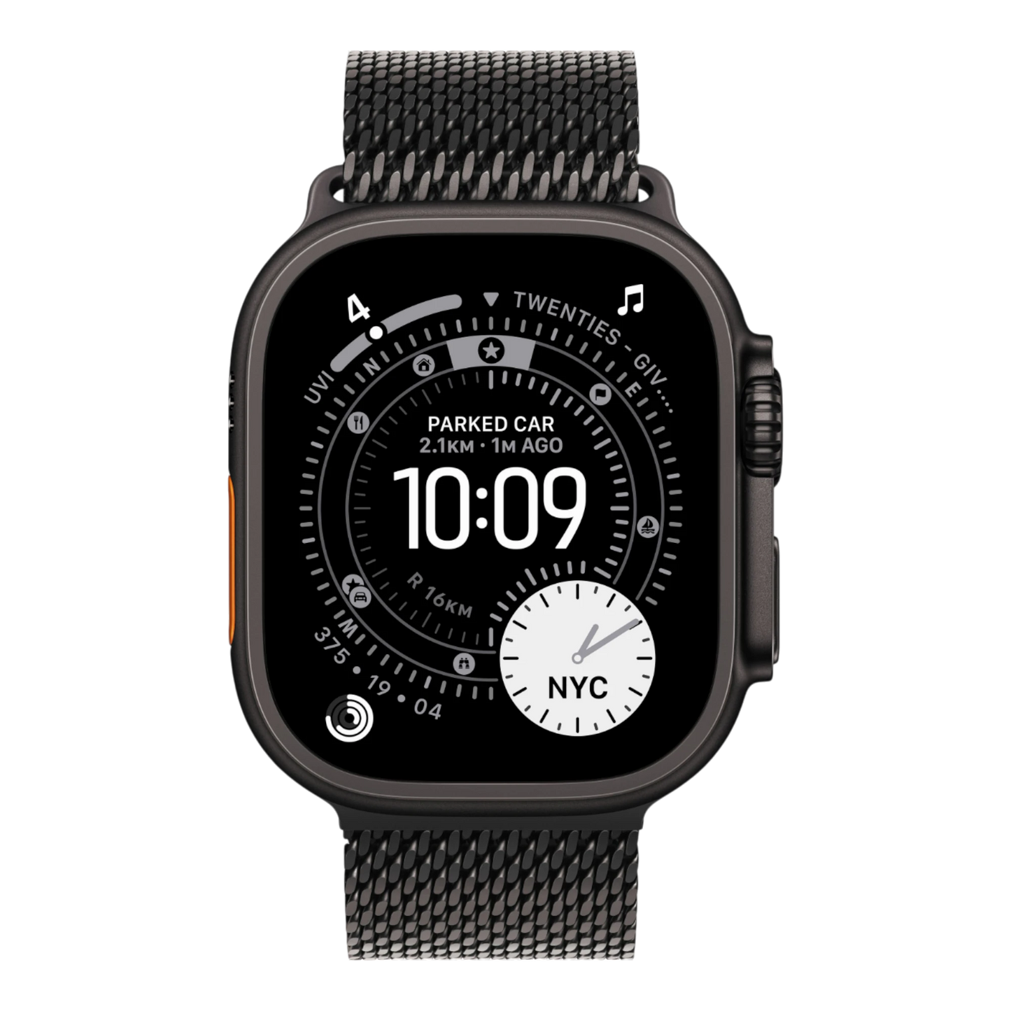 Apple Watch Ultra 3 GPS + Cellular, 49mm Black Titanium Case with Black Titanium Milanese Loop - Large