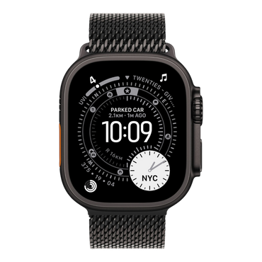 Apple Watch Ultra 3 GPS + Cellular, 49mm Black Titanium Case with Black Titanium Milanese Loop - Medium