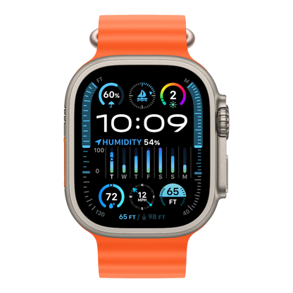 Apple Watch Ultra 2 GPS + Cellular, 49mm Titanium Case with Orange Ocean Band - alAsil