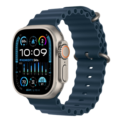 Apple Watch Ultra 2 GPS + Cellular, 49mm Titanium Case with Blue Ocean Band - alAsil