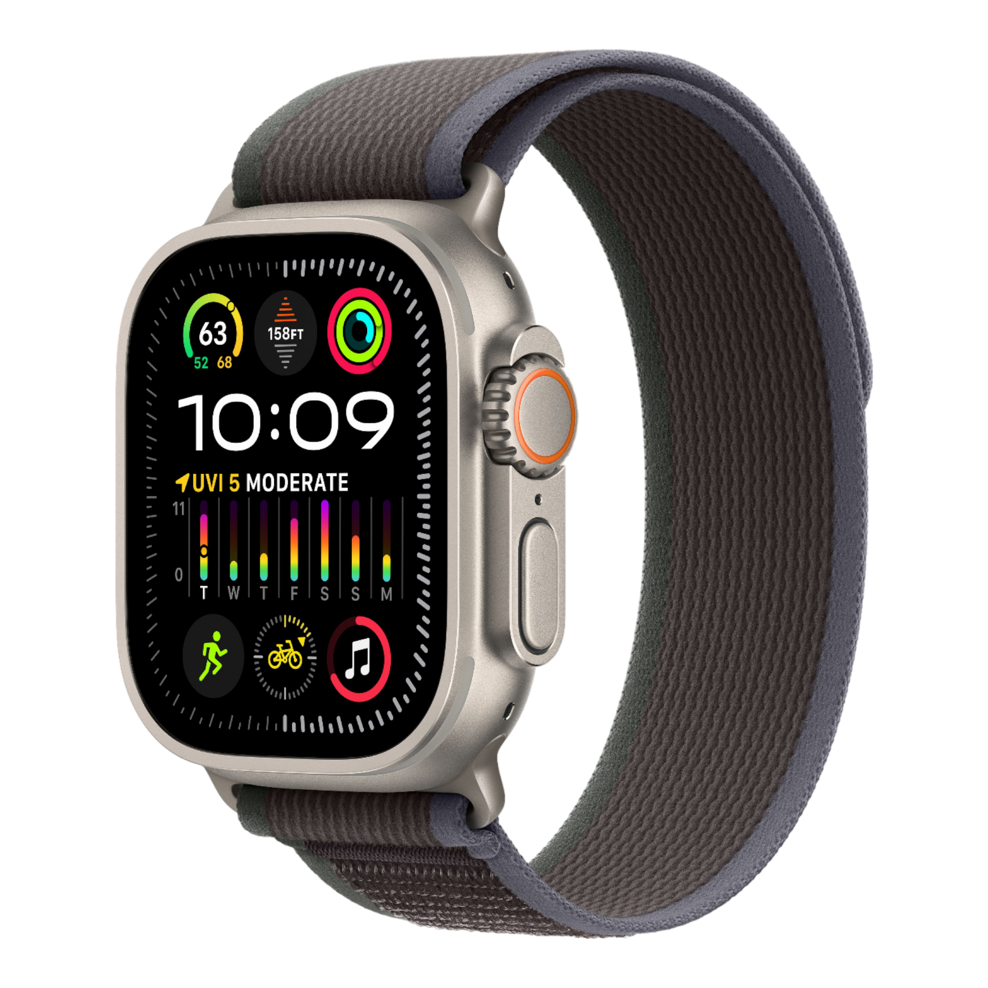 Apple Watch Ultra 2 GPS + Cellular, 49mm Titanium Case with Blue/Black Trail Loop - M/L - alAsil