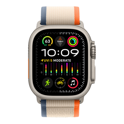 Apple Watch Ultra 2 GPS + Cellular, 49mm Titanium Case with Orange/Beige Trail Loop - S/M - alAsil