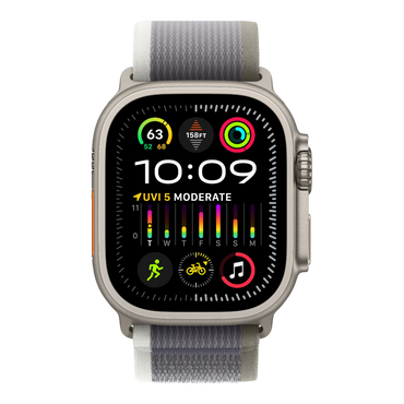 Apple Watch Ultra 2 GPS + Cellular, 49mm Titanium Case with Green/Gray Trail Loop - S/M - alAsil