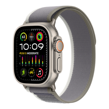Apple Watch Ultra 2 GPS + Cellular, 49mm Titanium Case with Green/Gray Trail Loop - M/L - alAsil
