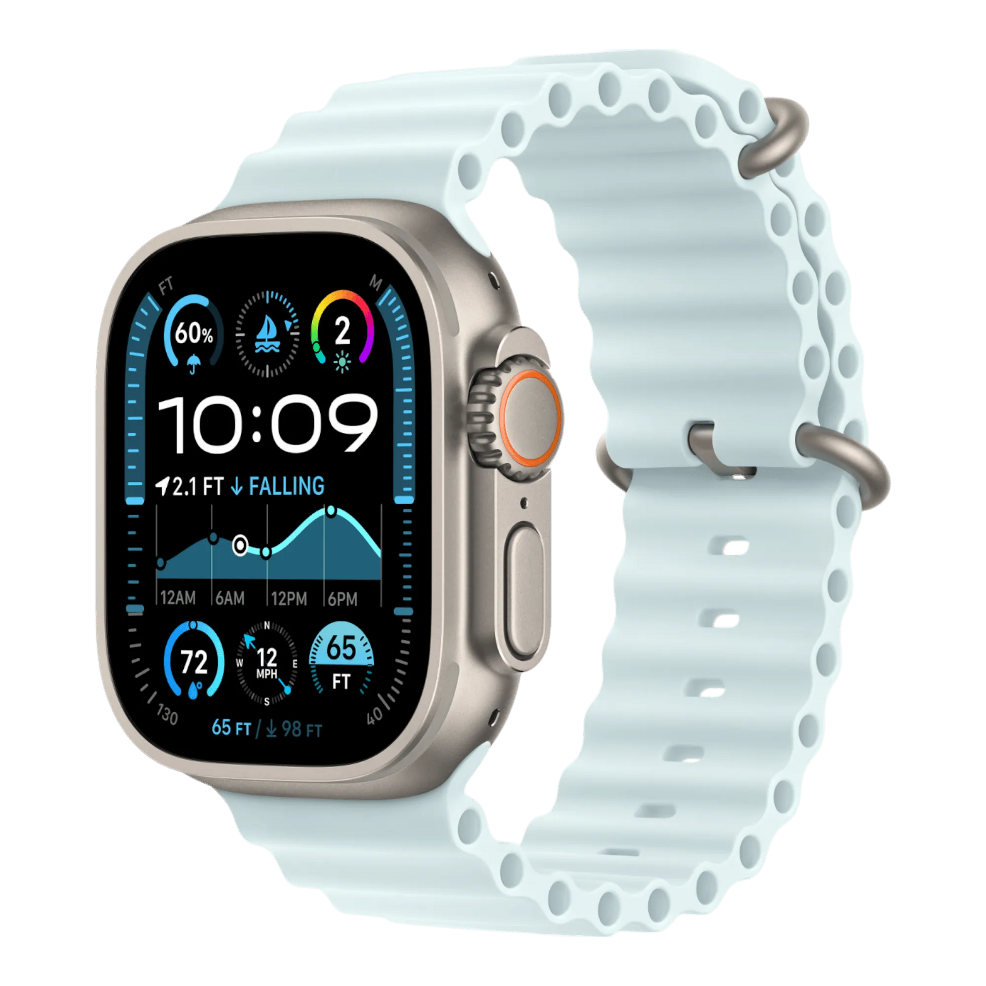 Apple Watch Ultra 2 GPS + Cellular, 49mm Natural Titanium Case with Ice Blue Ocean Band - alAsil Apple Watch Ultra 2 GPS + Cellular, 49mm Natural Titanium Case with Ice Blue Ocean Band 45676e-4.myshopify.com Apple Apple Watch Ultra 2 GPS + Cellular, 49mm Natural Titanium Case with Ice Blue Ocean Band 45676e-4.myshopify.com Apple