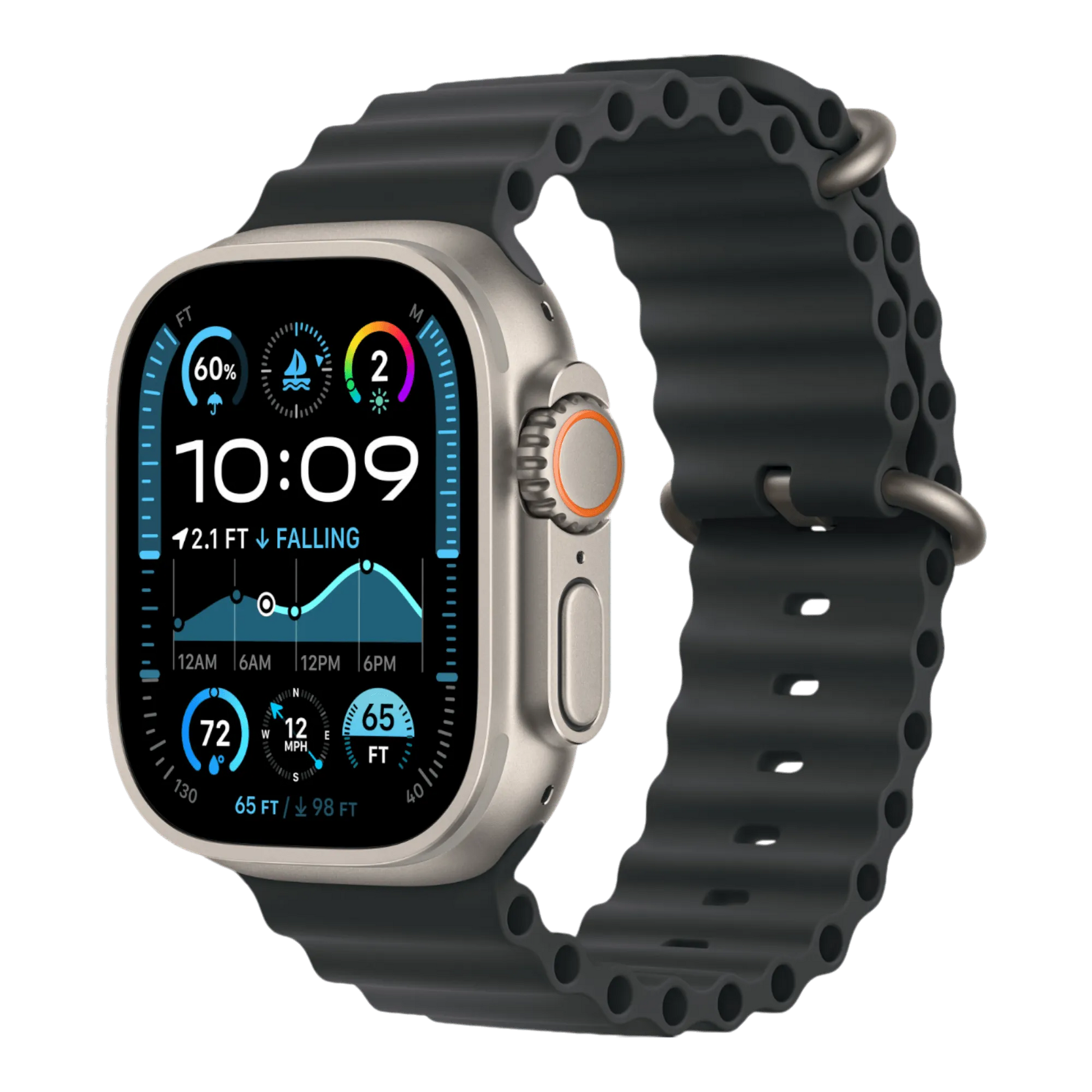 Apple Watch Ultra 2 GPS + Cellular, 49mm Natural Titanium Case with Black Ocean Band - alAsil Apple Watch Ultra 2 GPS + Cellular, 49mm Natural Titanium Case with Black Ocean Band 45676e-4.myshopify.com Apple Apple Watch Ultra 2 GPS + Cellular, 49mm Natural Titanium Case with Black Ocean Band 45676e-4.myshopify.com Apple