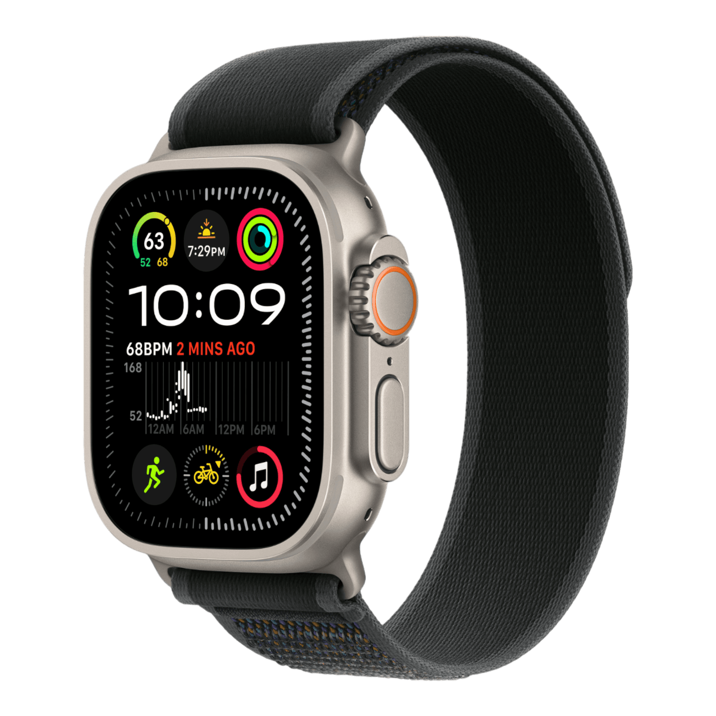 Apple Watch Ultra 2 GPS + Cellular, 49mm Natural Titanium Case with Black Trail Loop - M/L - alAsil