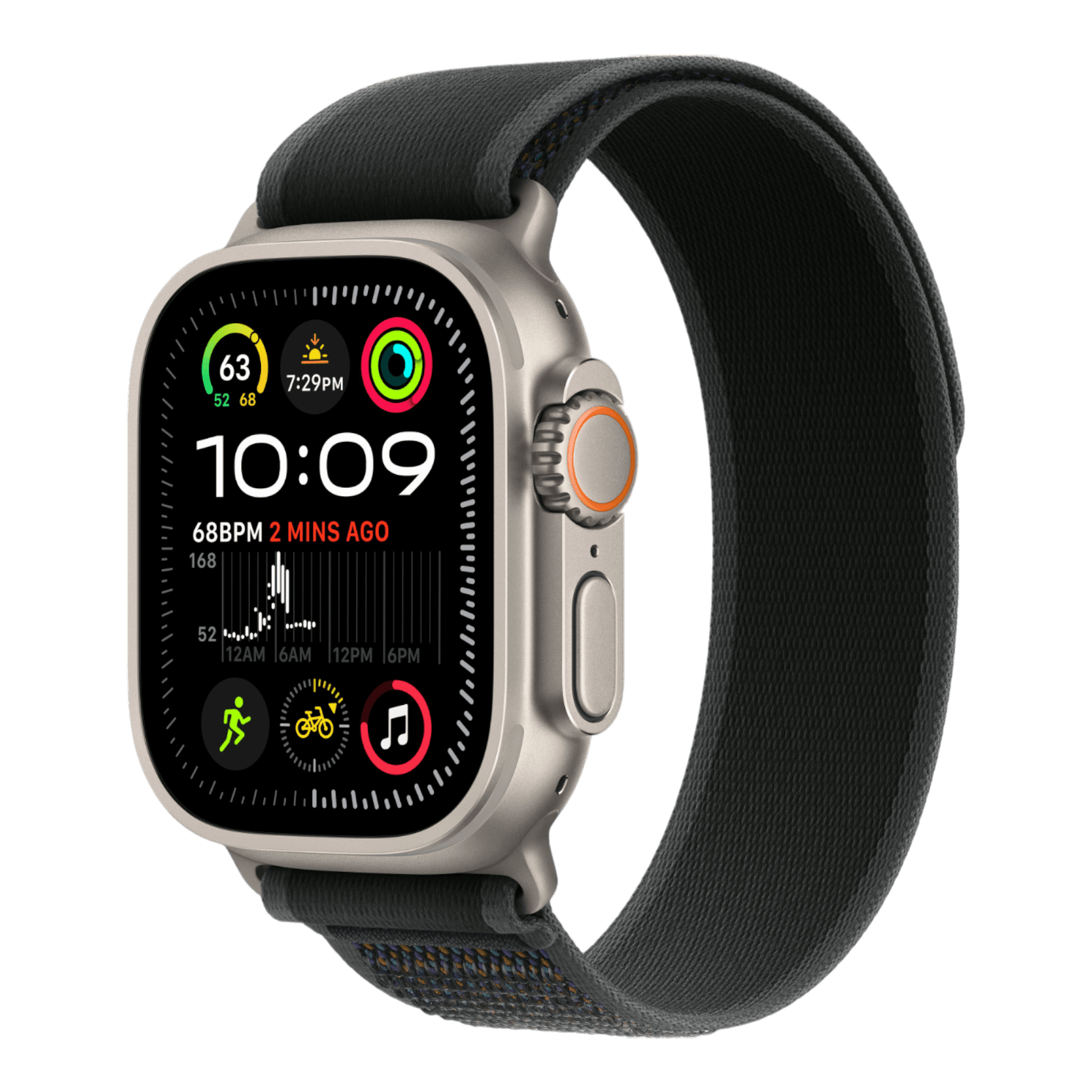 Apple Watch Ultra 2 GPS + Cellular, 49mm Natural Titanium Case with Black Trail Loop - M/L - alAsil