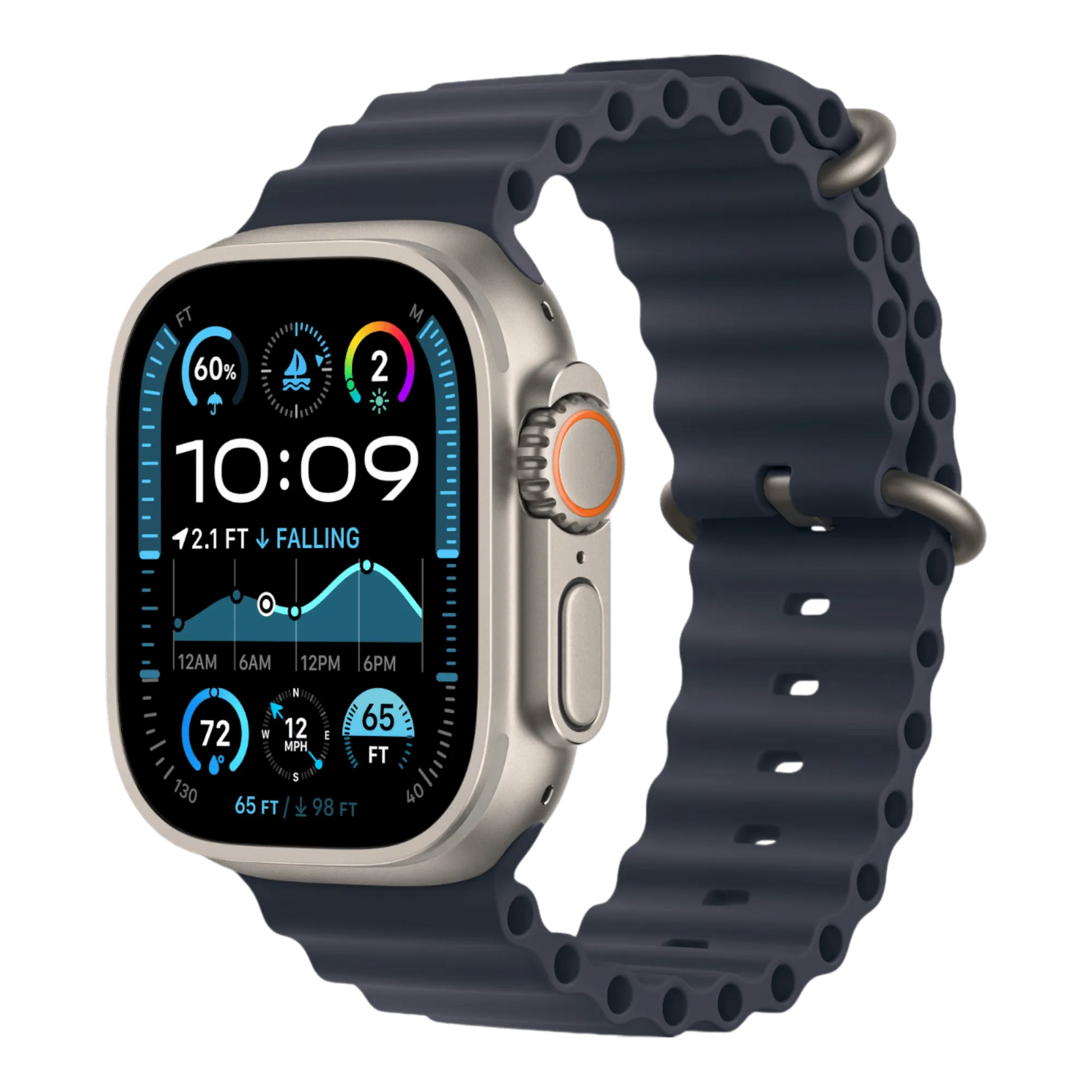 Apple Watch Ultra 2 GPS + Cellular, 49mm Natural Titanium Case with Navy Ocean Band - alAsil Apple Watch Ultra 2 GPS + Cellular, 49mm Natural Titanium Case with Navy Ocean Band 45676e-4.myshopify.com Apple Apple Watch Ultra 2 GPS + Cellular, 49mm Natural Titanium Case with Navy Ocean Band 45676e-4.myshopify.com Apple
