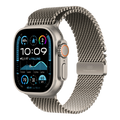 ساعة أبل ألترا 2 GPS + خلوية، هيكل من التيتانيوم الطبيعي 49 مم مع سوار ميلانيز من التيتانيوم الطبيعي - متوسط