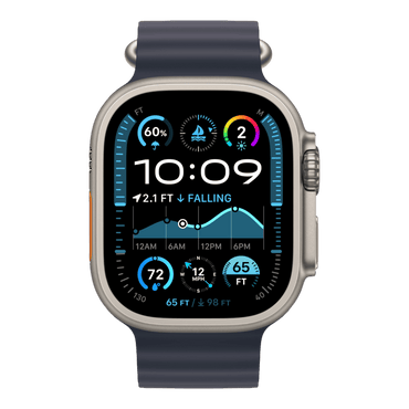 Apple Watch Ultra 2 GPS + Cellular, 49mm Natural Titanium Case with Navy Ocean Band - alAsil