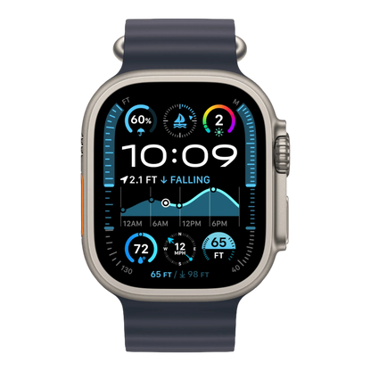 Apple Watch Ultra 2 GPS + Cellular, 49mm Natural Titanium Case with Navy Ocean Band - alAsil Apple Watch Ultra 2 GPS + Cellular, 49mm Natural Titanium Case with Navy Ocean Band 45676e-4.myshopify.com Apple Apple Watch Ultra 2 GPS + Cellular, 49mm Natural Titanium Case with Navy Ocean Band 45676e-4.myshopify.com Apple