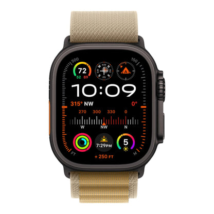 Apple Watch Ultra 2 GPS + Cellular, 49mm Black Titanium Case with Tan Alpine Loop - Medium - alAsil