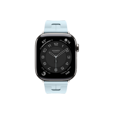 Apple Watch Hermès Series 10 GPS + Cellular, 42mm Silver Titanium Case with Bleu Acier Kilim Single Tour, Onesize
