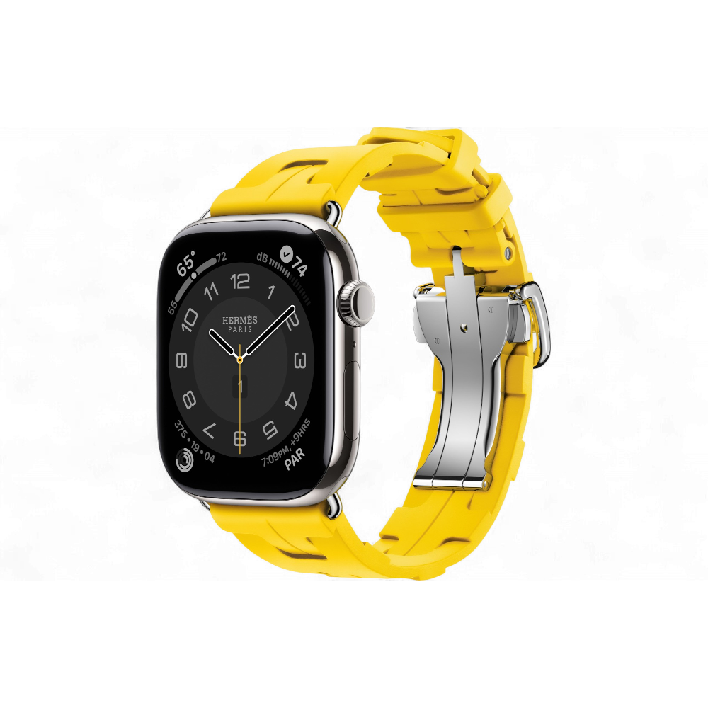 Apple Watch Hermès Series 10 GPS + Cellular, 46mm Silver Titanium Case with Sun Kilim Single Tour, Onesize
