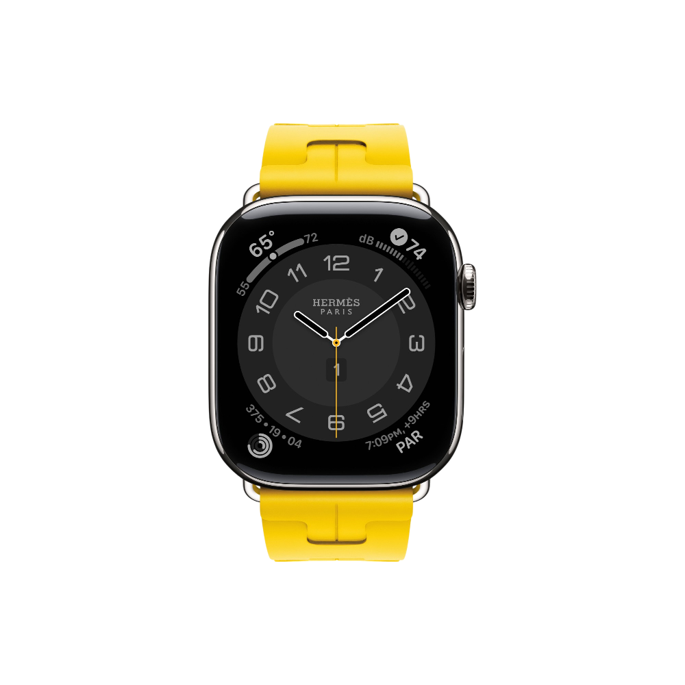 Apple Watch Hermès Series 10 GPS + Cellular, 46mm Silver Titanium Case with Sun Kilim Single Tour, Onesize