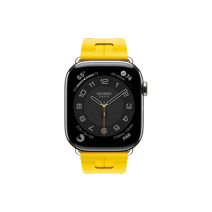 Apple Watch Hermès Series 10 GPS + Cellular, 46mm Silver Titanium Case with Sun Kilim Single Tour, Onesize