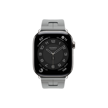 Apple Watch Hermès Series 10 GPS + Cellular, 42mm Silver Titanium Case with Gris Kilim Single Tour, Onesize