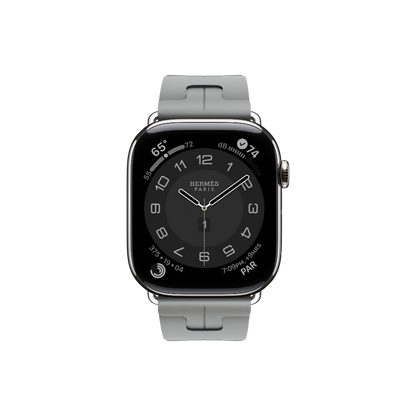 Apple Watch Hermès Series 10 GPS + Cellular, 46mm Silver Titanium Case with Gris Kilim Single Tour, Onesize