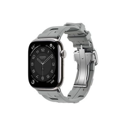 Apple Watch Hermès Series 10 GPS + Cellular, 46mm Silver Titanium Case with Gris Kilim Single Tour, Onesize