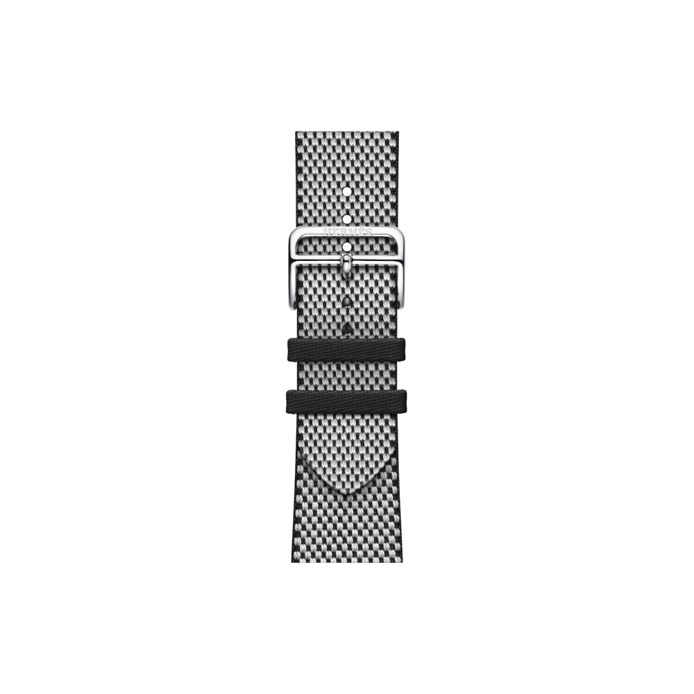 Apple Watch Hermès Series 10 GPS + Cellular, 42mm Silver Titanium Case with Noir/Écru Toile H Single Tour, Onesize
