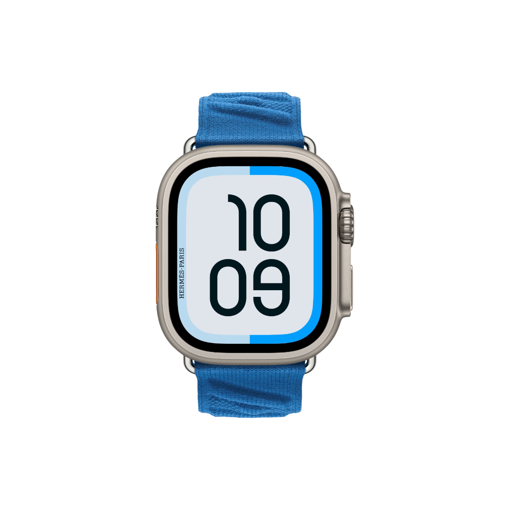 Apple Watch Hermès Ultra 2 GPS + Cellular, 49mm Natural Titanium Case with Bleu Hydra En Mer