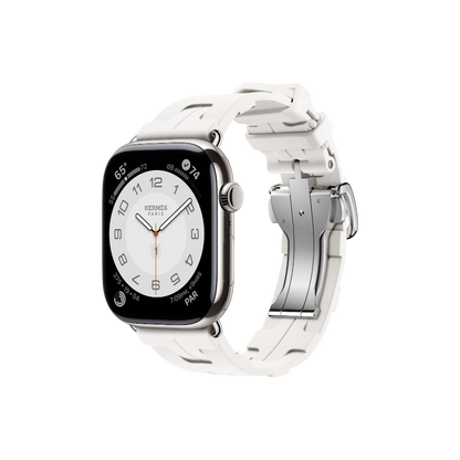 Apple Watch Hermès Series 10 GPS + Cellular, 46mm Silver Titanium Case with Blanc Kilim Single Tour, Onesize