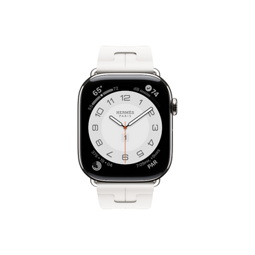 Apple Watch Hermès Series 10 GPS + Cellular, 42mm Silver Titanium Case with Blanc Kilim Single Tour, Onesize