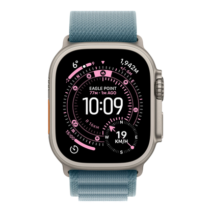 Apple Watch Ultra 3 GPS + Cellular, 49mm Titanium Case with Light Blue Alpine Loop - Small