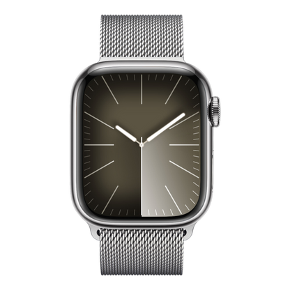 Apple Watch Series 9 GPS + Cellular, 41mm Silver Stainless Steel Case with Silver Milanese Loop - alAsil