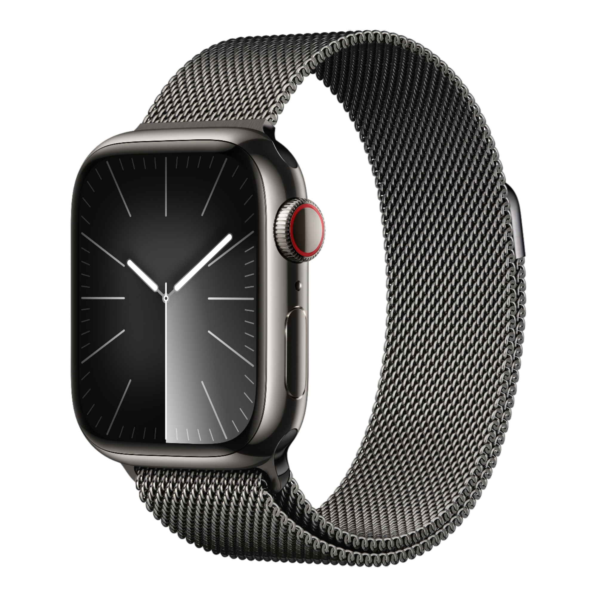 Apple Watch Series 9 GPS + Cellular, 45mm Graphite Stainless Steel Case with Graphite Milanese Loop - alAsil