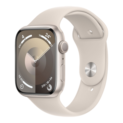 Apple Watch Series 9 GPS, 45mm Starlight Aluminum Case with Starlight Sport Band - S/M - alAsil