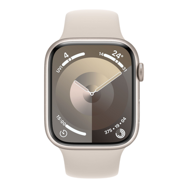 Apple Watch Series 9 GPS, 45mm Starlight Aluminum Case with Starlight Sport Band - S/M - alAsil