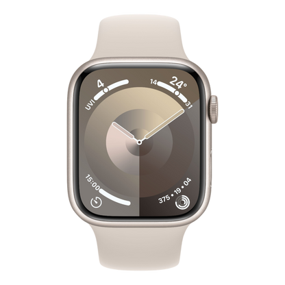 Apple Watch Series 9 GPS, 45mm Starlight Aluminum Case with Starlight Sport Band - S/M - alAsil