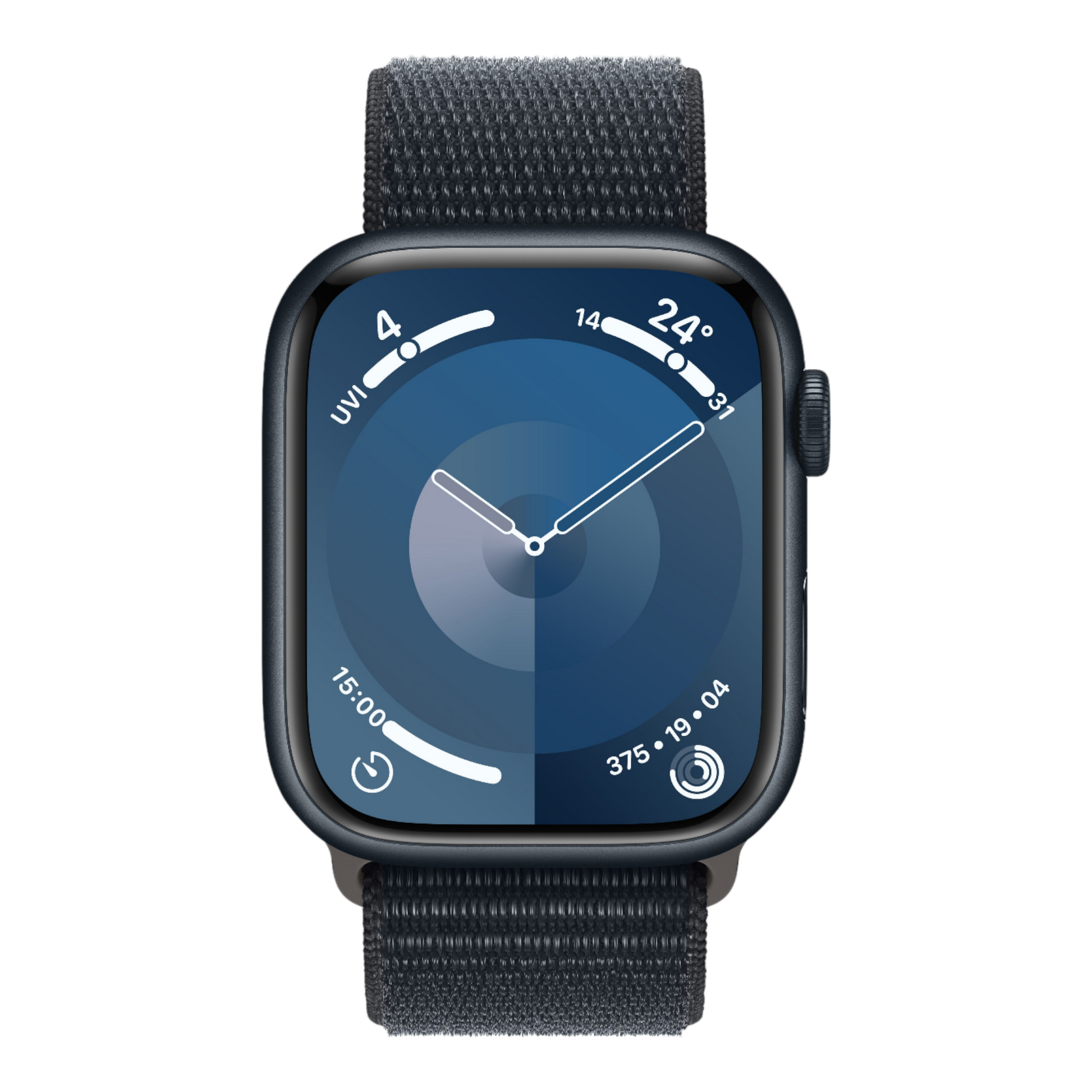 Apple Watch Series 9 GPS, 45mm Midnight Aluminum Case with Midnight Sport Loop - alAsil