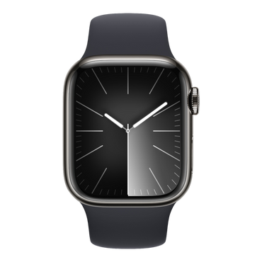 Apple Watch Series 9 GPS + Cellular, 45mm Graphite Stainless Steel Case with Midnight Sport Band - M/L - alAsil