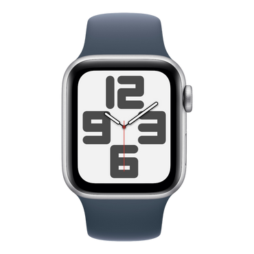 Apple Watch SE GPS, 44mm Silver Aluminum Case with Storm Blue Sport Band - M/L - alAsil