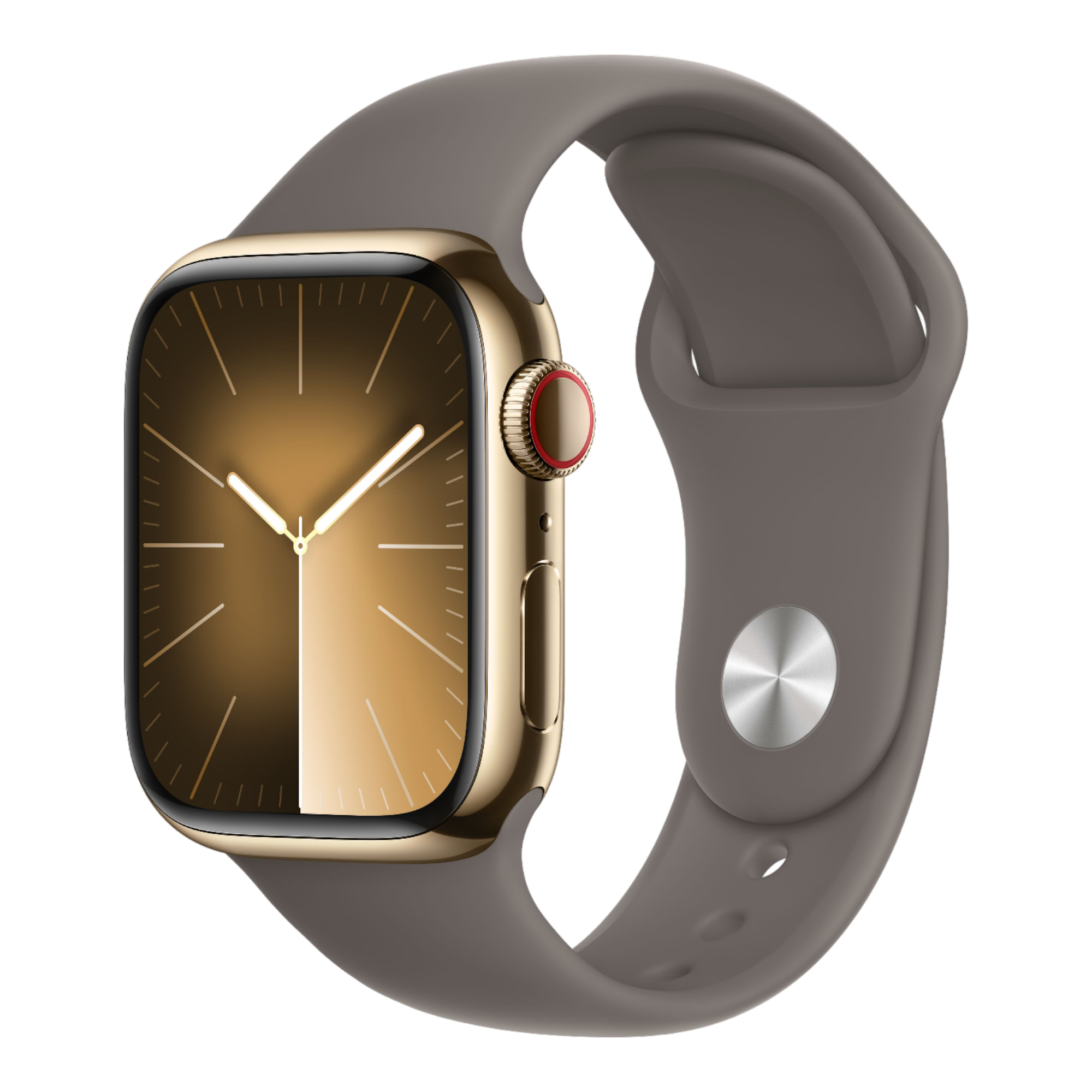 Apple Watch Series 9 GPS + Cellular, 41mm Gold Stainless Steel Case with Clay Sport Band - M/L - alAsil