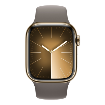 Apple Watch Series 9 GPS + Cellular, 41mm Gold Stainless Steel Case with Clay Sport Band - M/L - alAsil