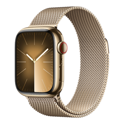 Apple Watch Series 9 GPS + Cellular, 41mm Gold Stainless Steel Case with Gold Milanese Loop - alAsil