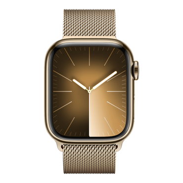 Apple Watch Series 9 GPS + Cellular, 41mm Gold Stainless Steel Case with Gold Milanese Loop - alAsil