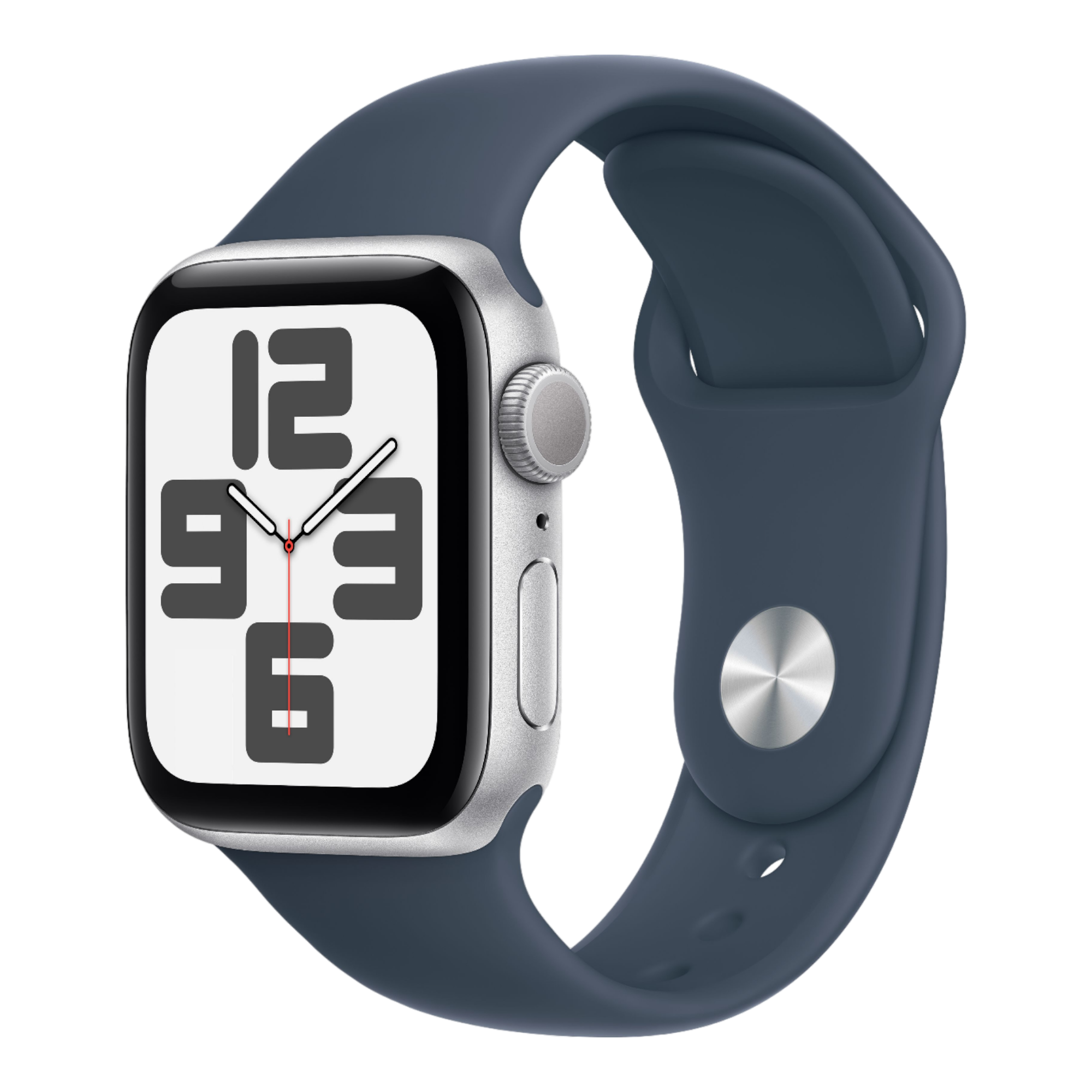 Apple Watch SE GPS, 44mm Silver Aluminum Case with Storm Blue Sport Band - S/M - alAsil