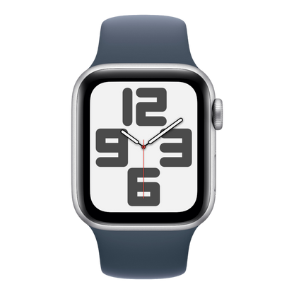 Apple Watch SE GPS, 40mm Silver Aluminum Case with Storm Blue Sport Band - M/L - alAsil
