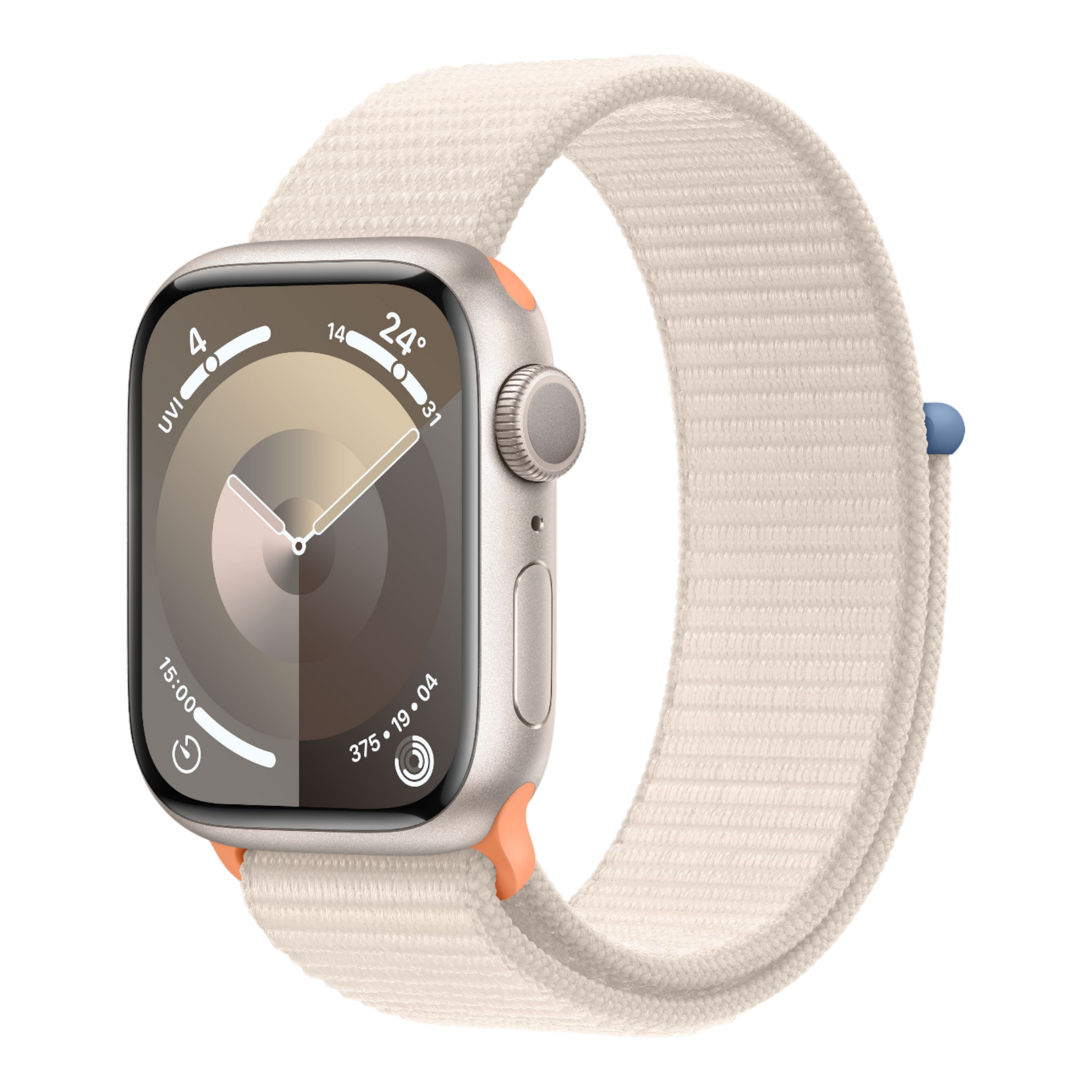 Apple Watch Series 9 GPS, 41mm Starlight Aluminum Case with Starlight Sport Loop - alAsil