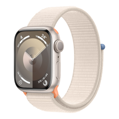 Apple Watch Series 9 GPS, 41mm Starlight Aluminum Case with Starlight Sport Loop - alAsil