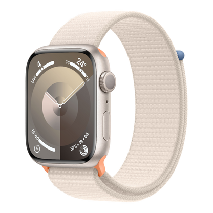 Apple Watch Series 9 GPS, 45mm Starlight Aluminum Case with Starlight Sport Loop - alAsil